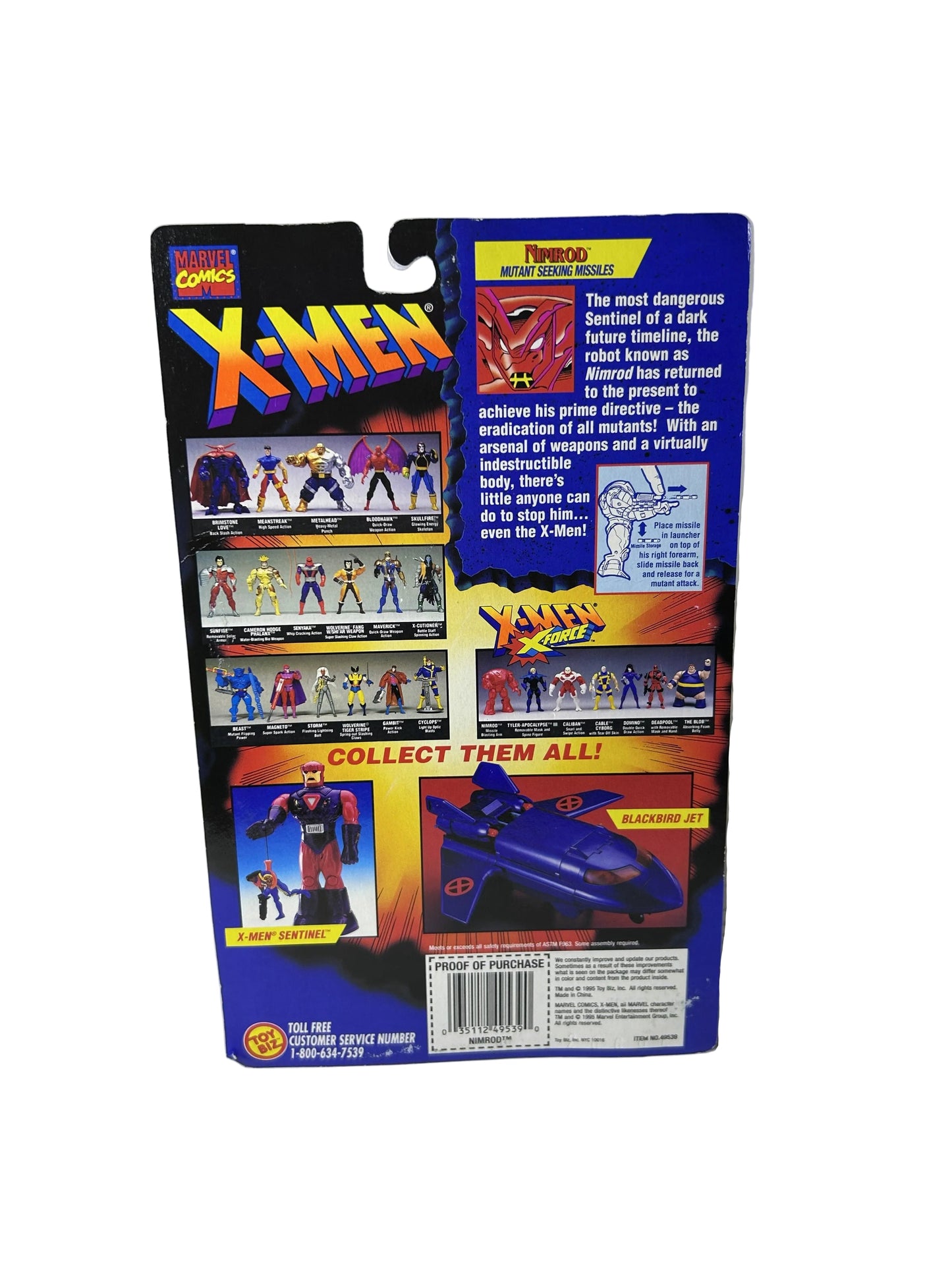 X-Men X-Force Nimrod Action Figure - Toy Biz Marvel Mutant Seeking Missiles 1990s