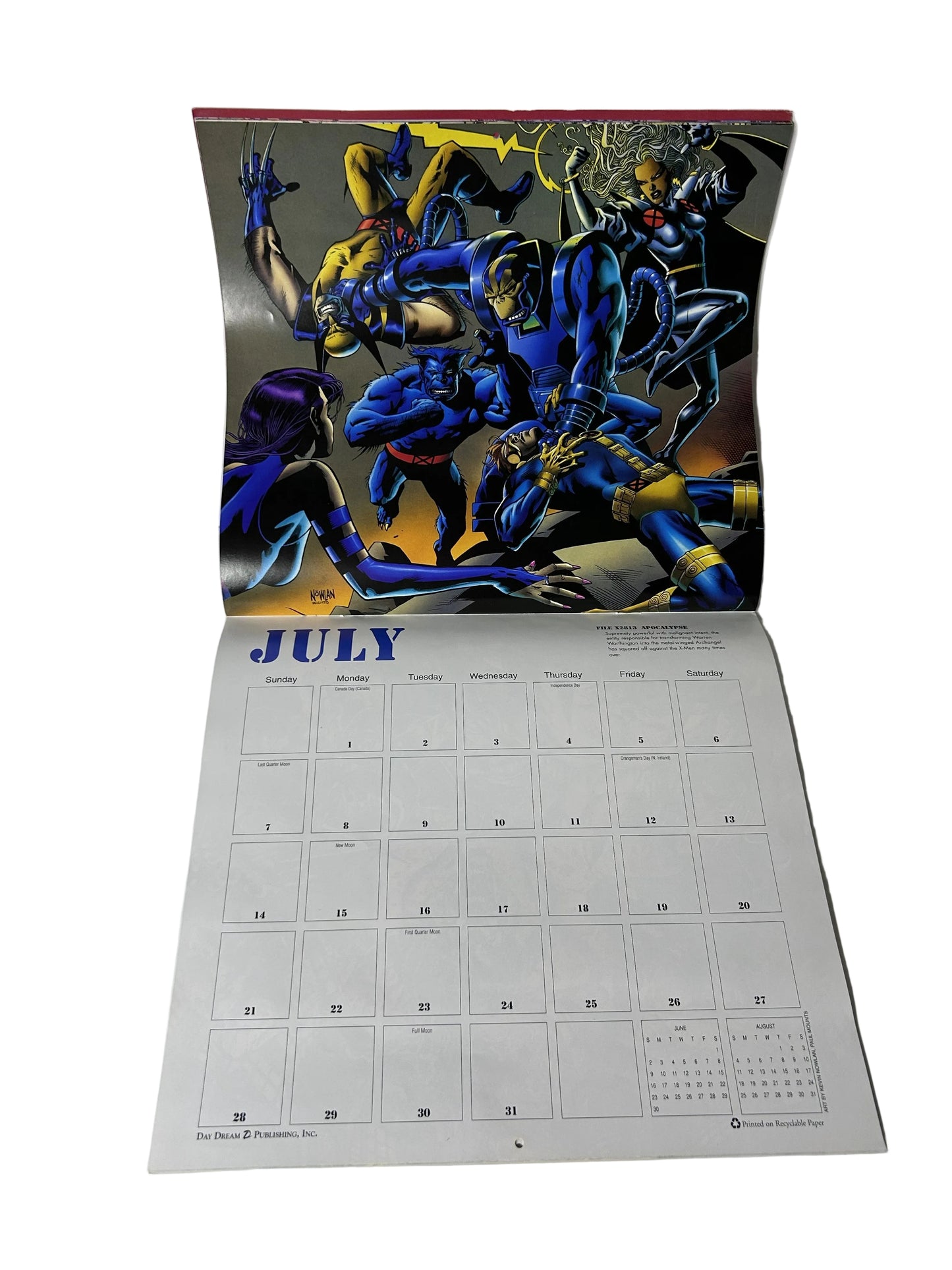 X-Men 1996 Wall Calendar - Day Dream Publishing 16 Month Rogue's Gallery Marvel Comics 1995