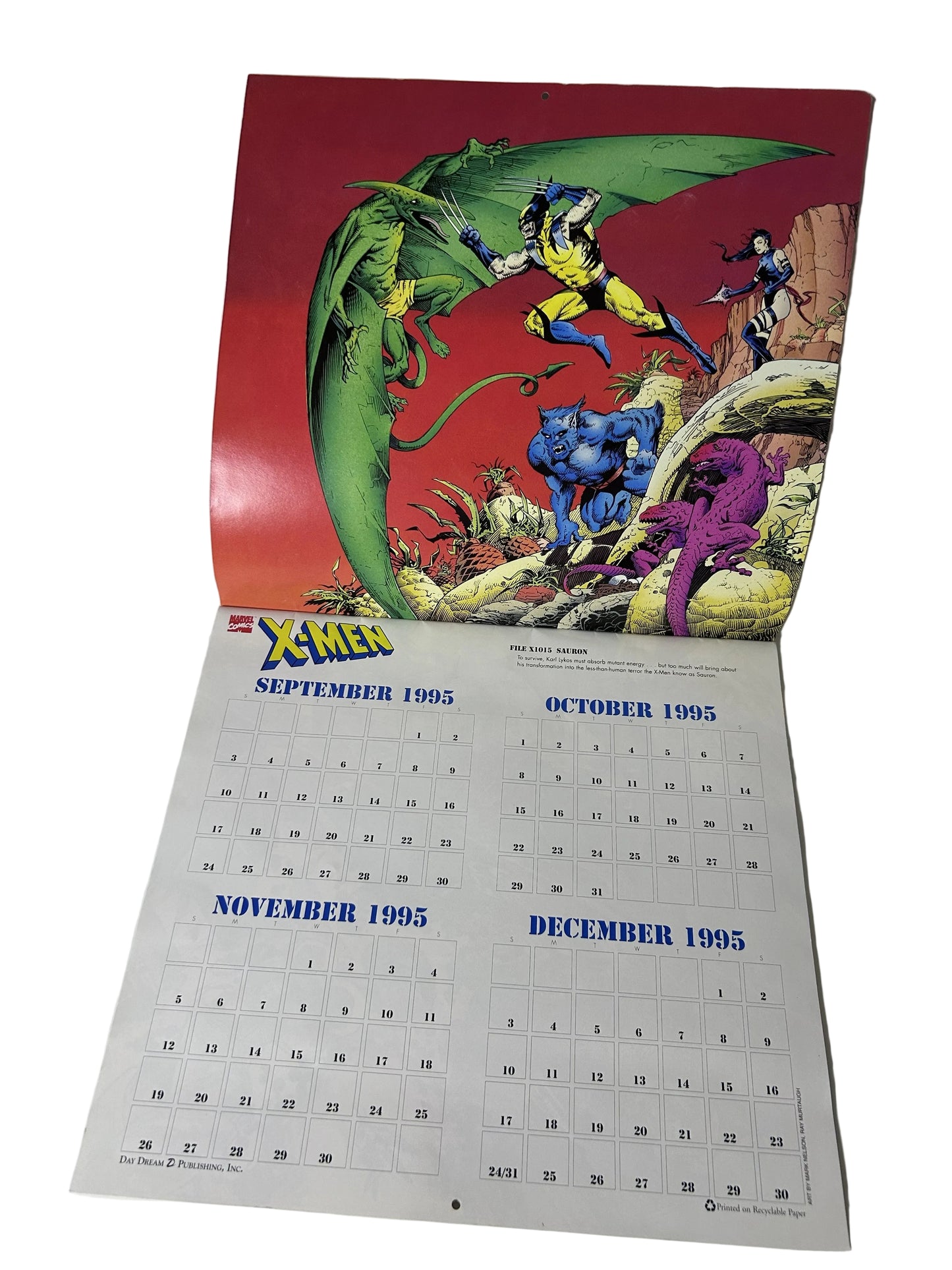 X-Men 1996 Wall Calendar - Day Dream Publishing 16 Month Rogue's Gallery Marvel Comics 1995