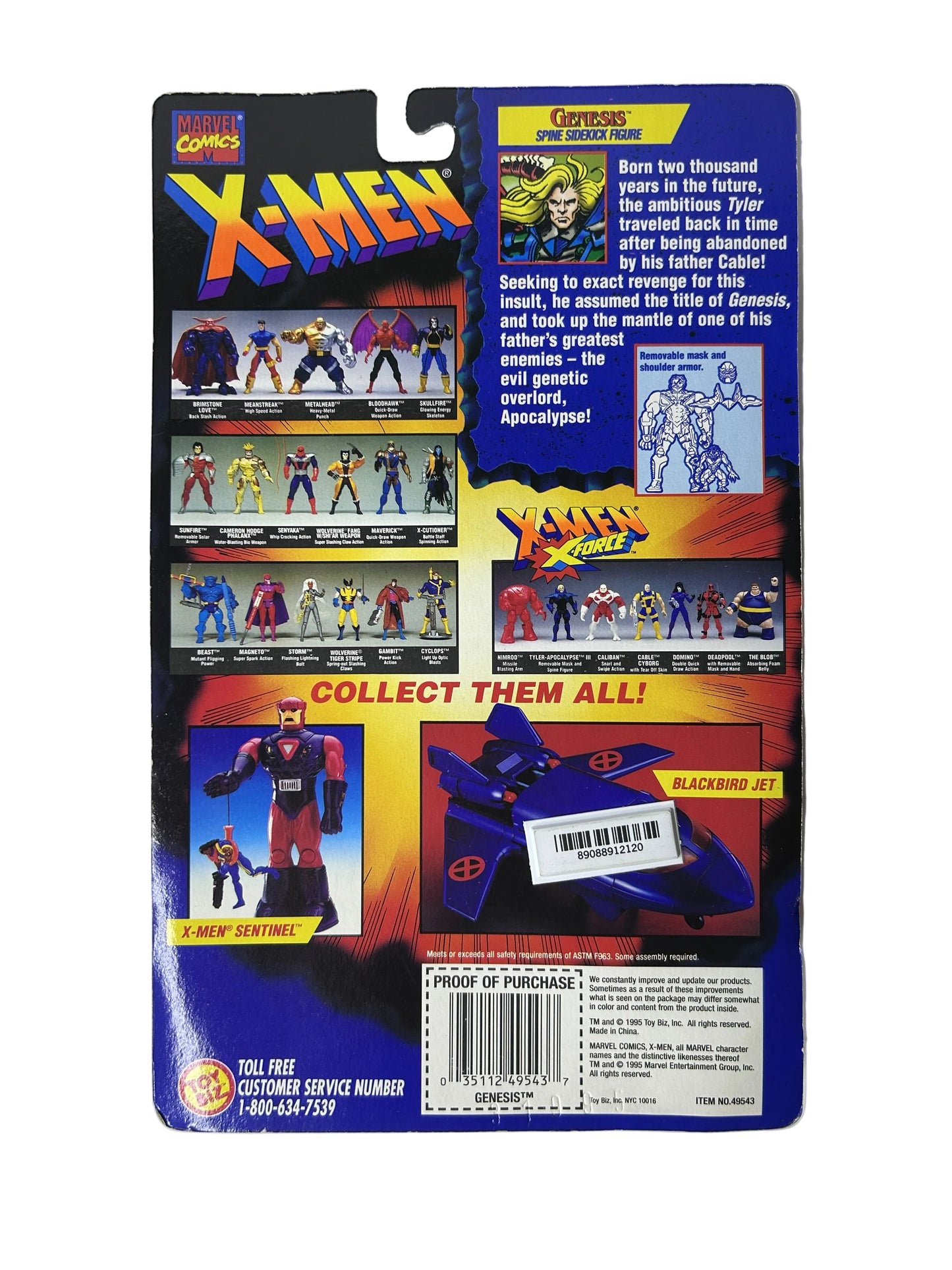 Genesis Spine Sidekick Action Figure - Marvel X-Men X-Force Toy Biz 1995 (New, Sealed)
