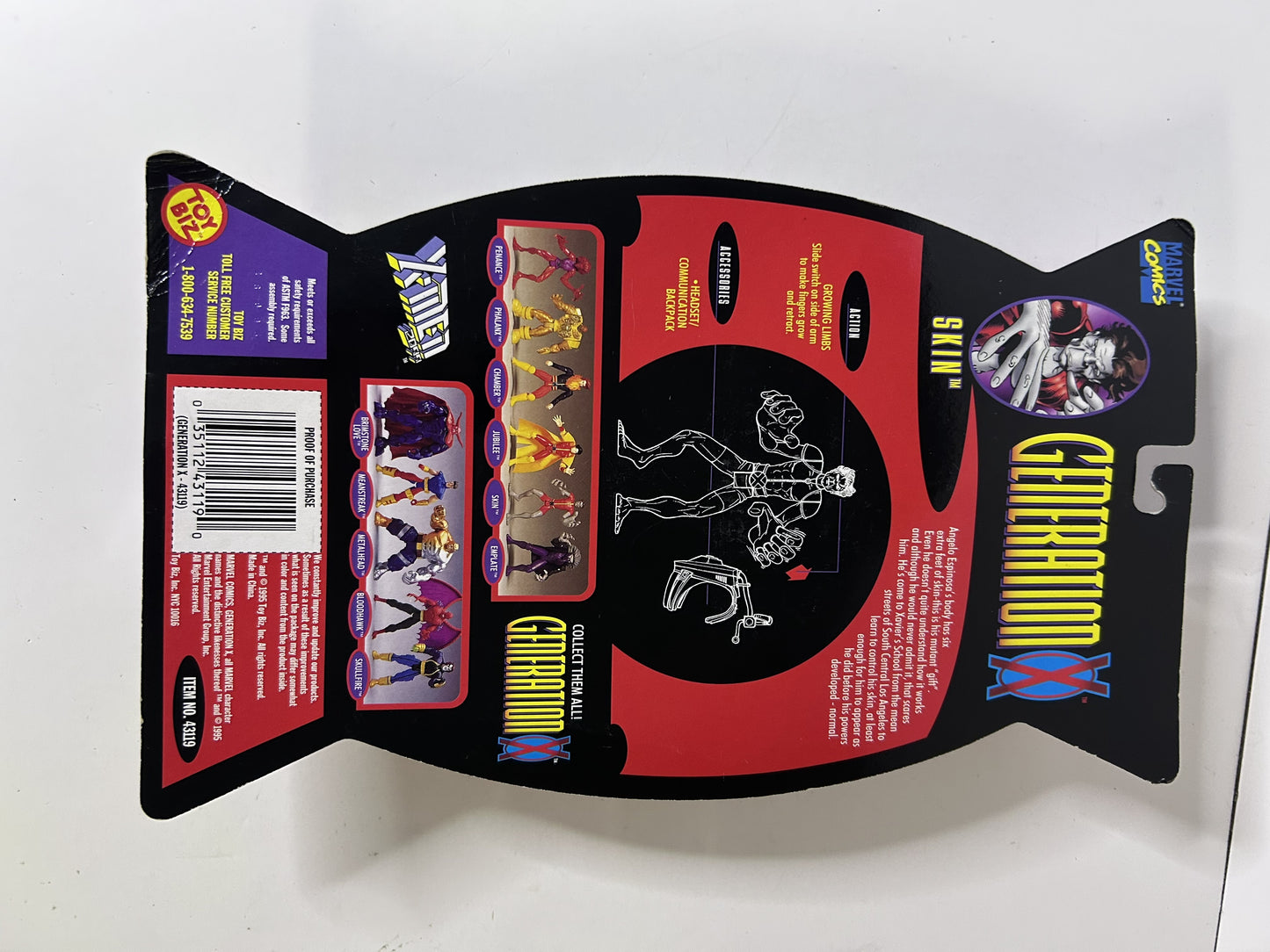 Skin Growing Fingers Action Figure - Marvel Generation X Toy Biz 1995 (New, Sealed)