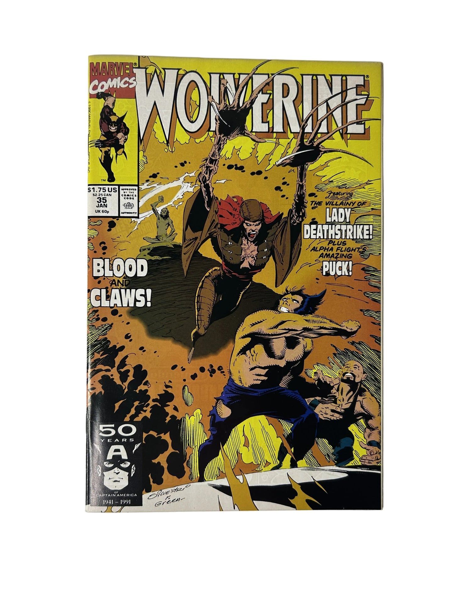 Wolverine #35 'Blood And Claws!' - Marvel Comics Jan 1991, Lady Deathstrike & Alpha Flight's Puck (Single Issue)