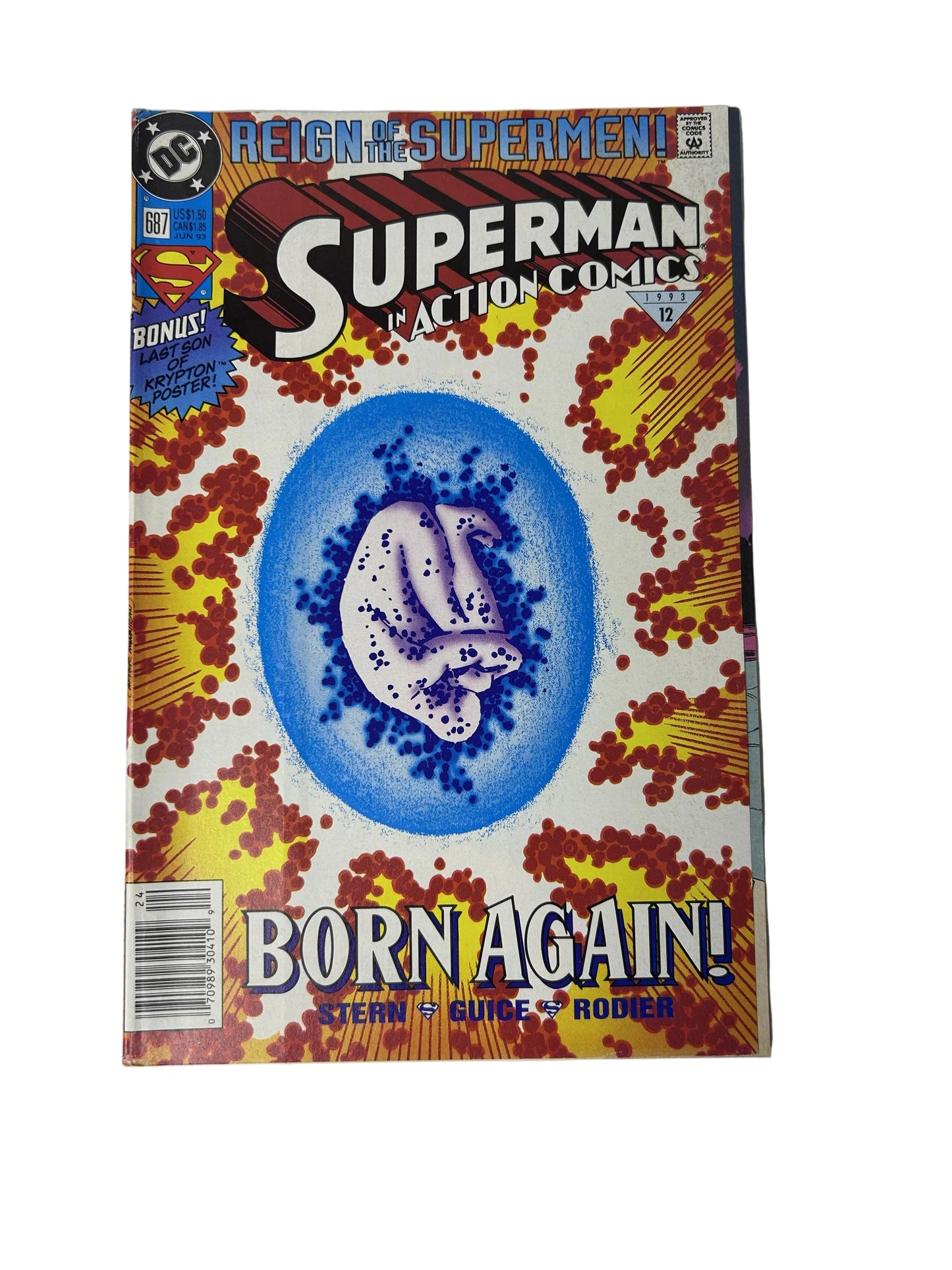 Superman in Action Comics #687 'Born Again!' - DC Comics Jun 1993, Reign of the Supermen! Crossover, Triangle #12 (Single Issue)