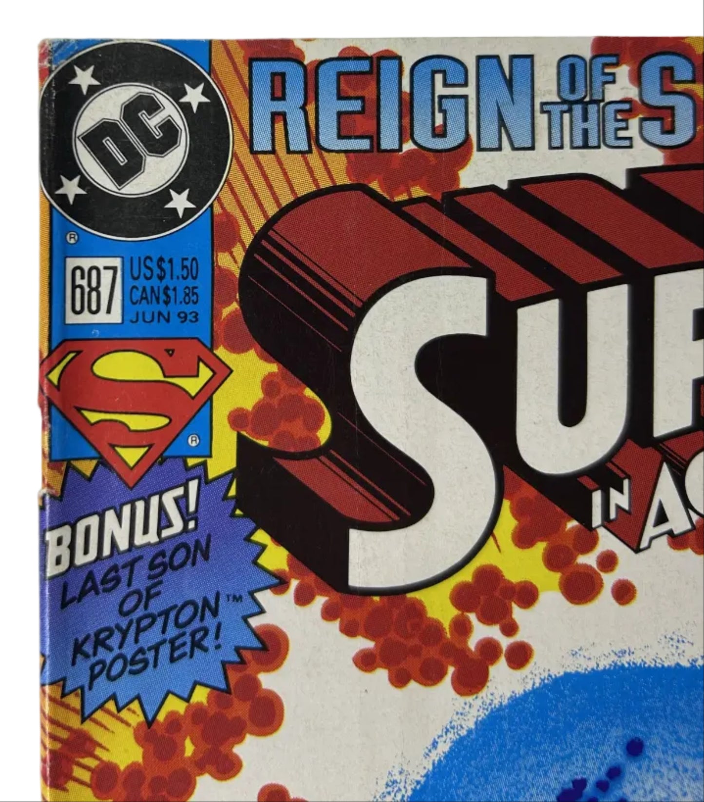 Superman in Action Comics #687 'Born Again!' - DC Comics Jun 1993, Reign of the Supermen! Crossover, Triangle #12 (Single Issue)