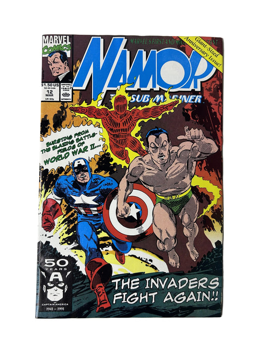 Namor the Sub-Mariner #12 - Marvel Comics Mar 1991, Giant-Sized Anniversary Issue, The Invaders Fight Again!! (Single Issue)