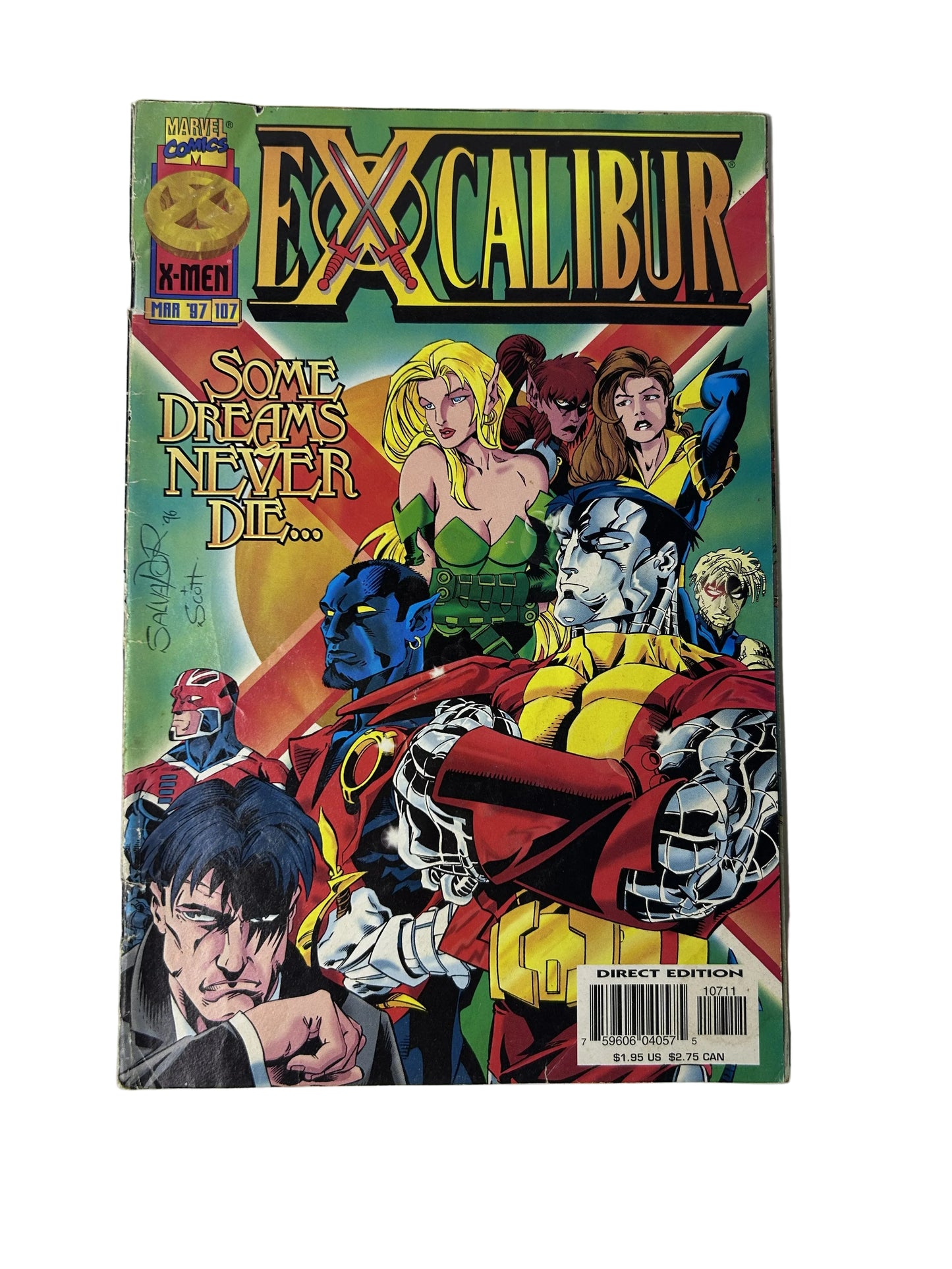 Excalibur #107 - Marvel Comics Mar 1997, Some Dreams Never Die — Full Team Roster, Salvador & Scott Cover (Single Issue)