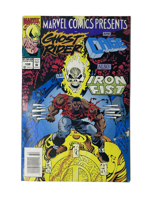 Marvel Comics Presents #132 - Marvel Comics 1993, Ghost Rider & Cage Cover — Iron Fist Inset, Newsstand Variant (Single Issue)