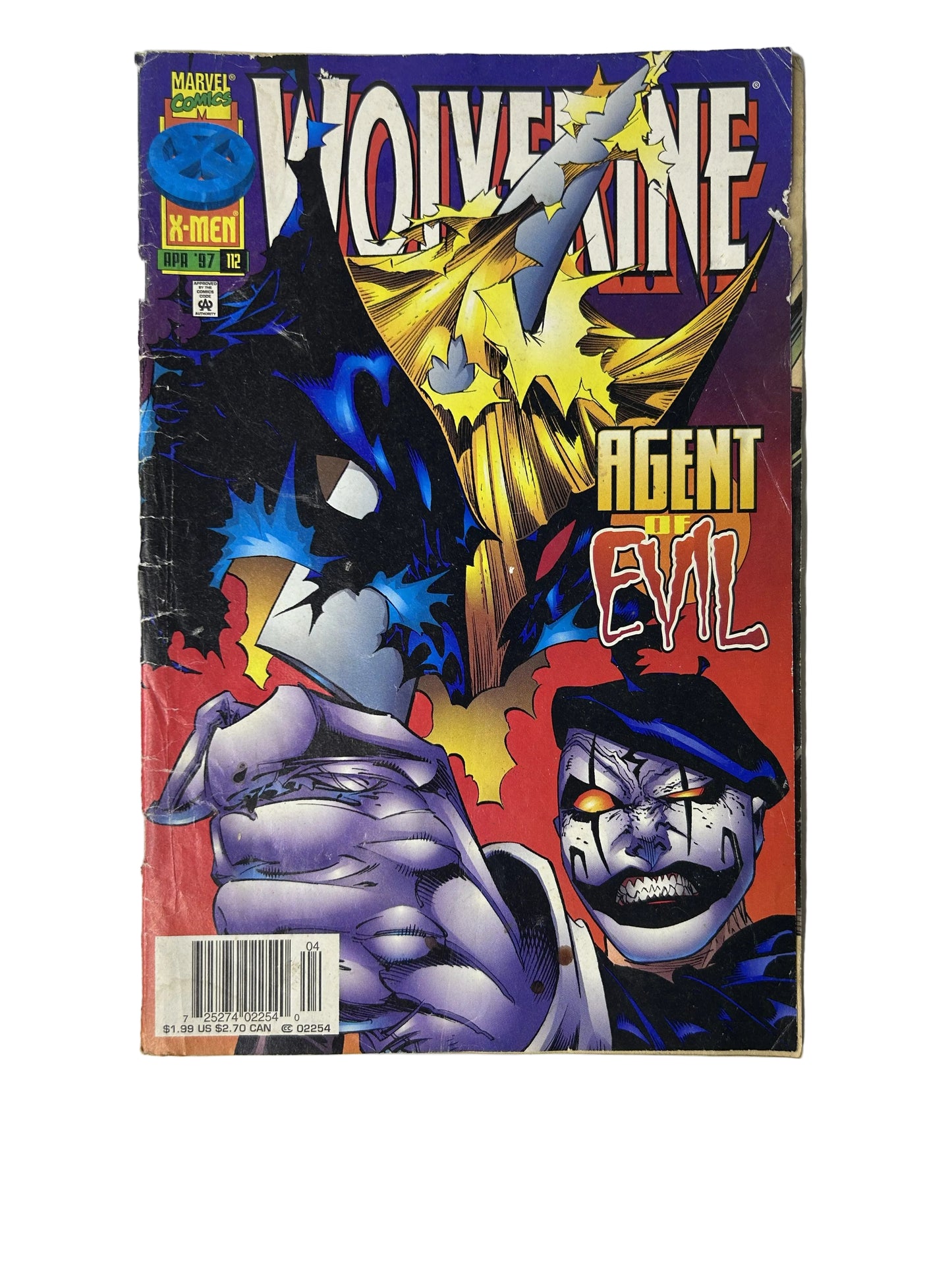 Wolverine #112 - Marvel Comics Apr 1997, Agent of Evil — Black Costume, X-Men Banner, Newsstand (Single Issue)