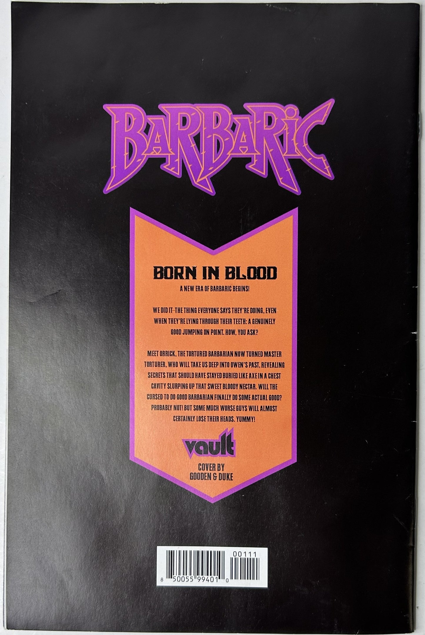 Barbaric: Born in Blood #1 - Vault Comics, A New Era of Barbaric Begins — Moreci, Gooden & Duke Cover (Single Issue)