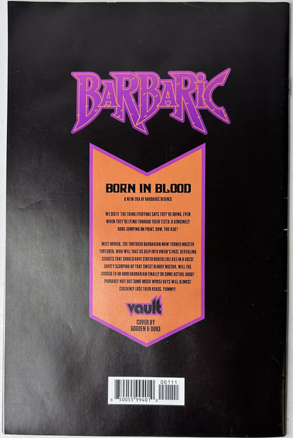 Barbaric: Born in Blood #1 - Vault Comics, A New Era of Barbaric Begins — Moreci, Gooden & Duke Cover (Single Issue)