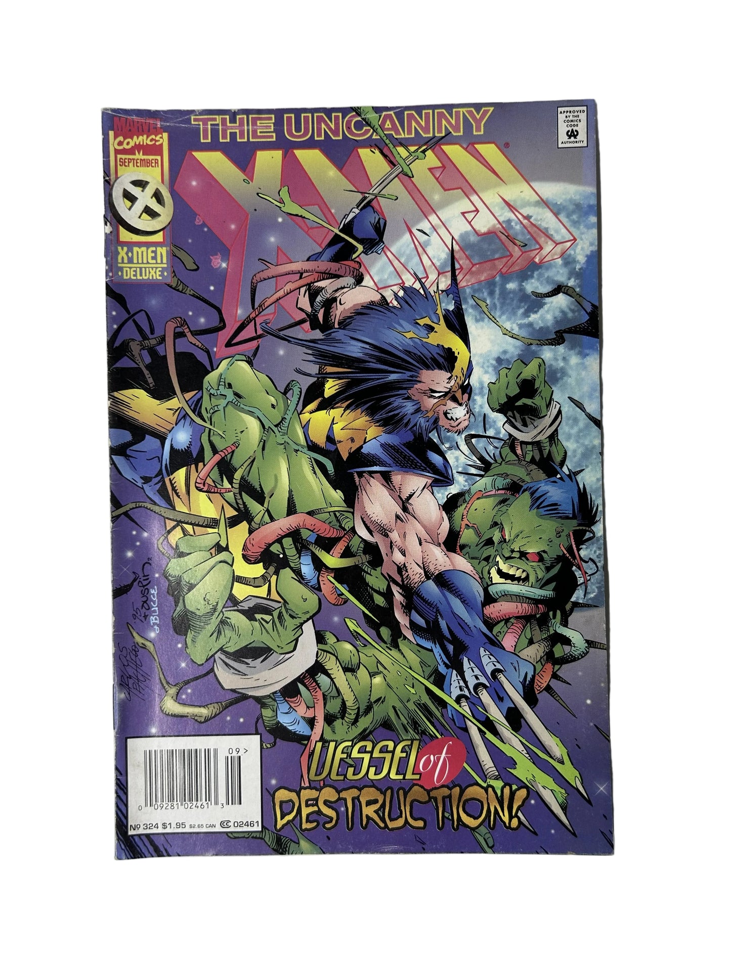 The Uncanny X-Men #324 - Marvel Comics Sep 1995, 'Vessel of Destruction!' — Wolverine, X-Men Deluxe Newsstand (Single Issue)