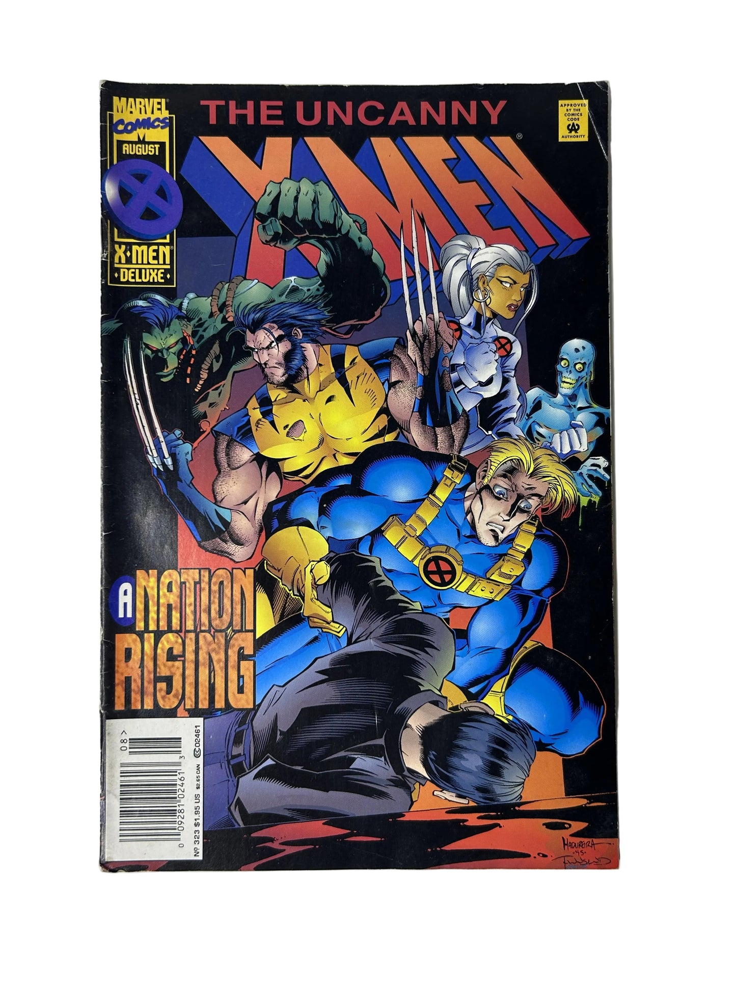 The Uncanny X-Men #323 - Marvel Comics Aug 1995, 'A Nation Rising' — Wolverine, Havok, Ramos Cover, X-Men Deluxe Newsstand (Single Issue)