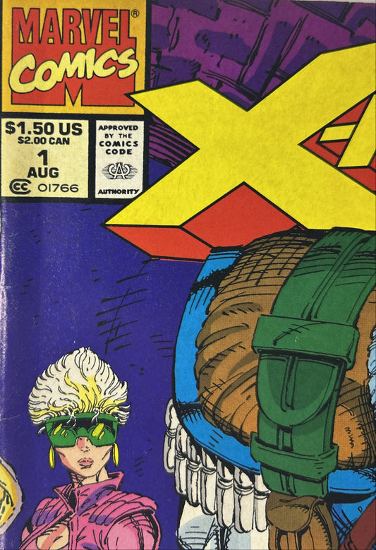 X-Force #1 — Marvel Comics Aug 1991, Rob Liefeld — Captain America 50th Anniversary Badge — Newsstand Edition (Single Issue)