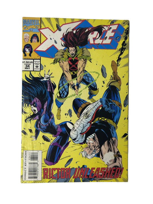 X-Force #34 — Marvel Comics May 1994, Rictor Unleashed! — Siryn & Feral Cover — Direct Edition (Single Issue)