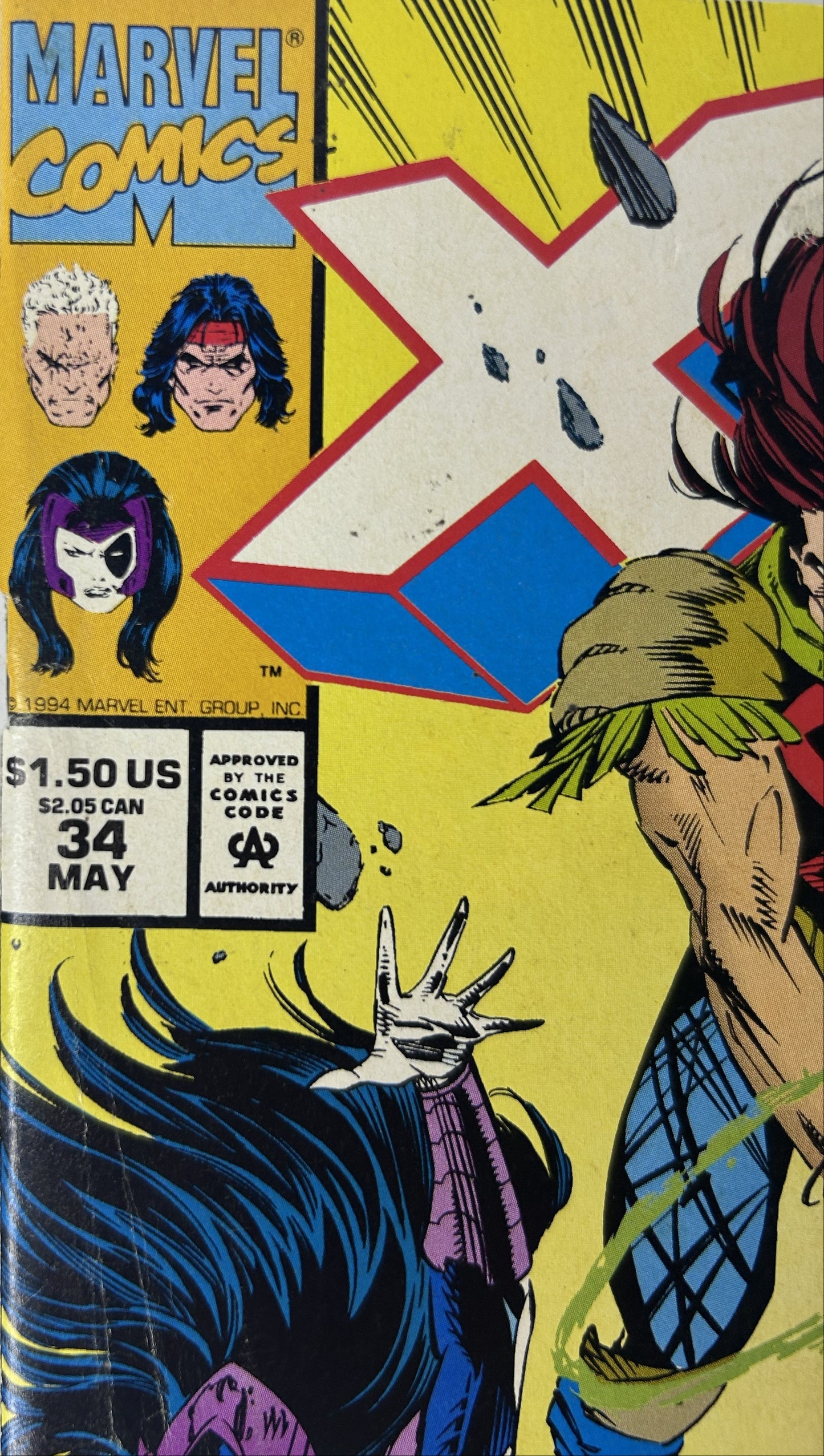X-Force #34 — Marvel Comics May 1994, Rictor Unleashed! — Siryn & Feral Cover — Direct Edition (Single Issue)