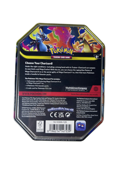 Pokémon TCG Mega Charizard Y ex Tin – Factory Sealed (4 Booster Packs + Promo Card, 2026)