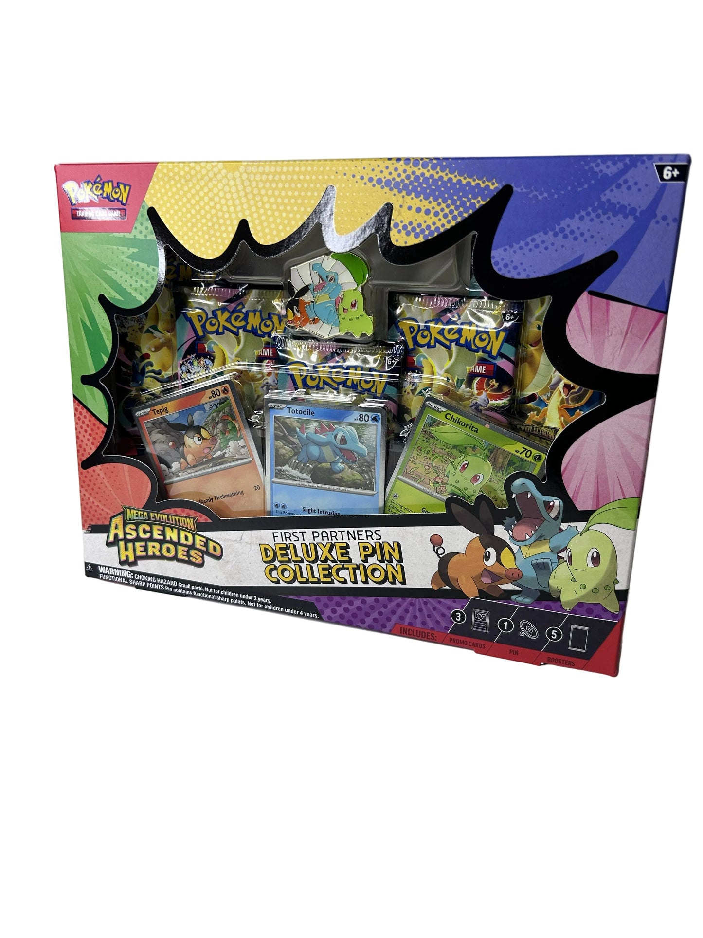 Pokémon TCG Mega Evolution Ascended Heroes First Partners Deluxe Pin Collection – Factory Sealed (Chikorita, Tepig & Totodile)