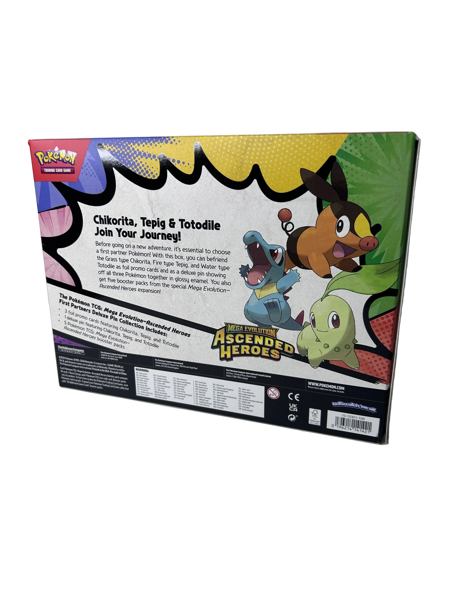 Pokémon TCG Mega Evolution Ascended Heroes First Partners Deluxe Pin Collection – Factory Sealed (Chikorita, Tepig & Totodile)