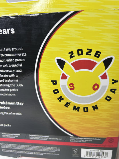 Pokémon TCG Pokémon Day 2026 Collection – Factory Sealed (30th Anniversary, Pikachu Promo + Metallic Coin)
