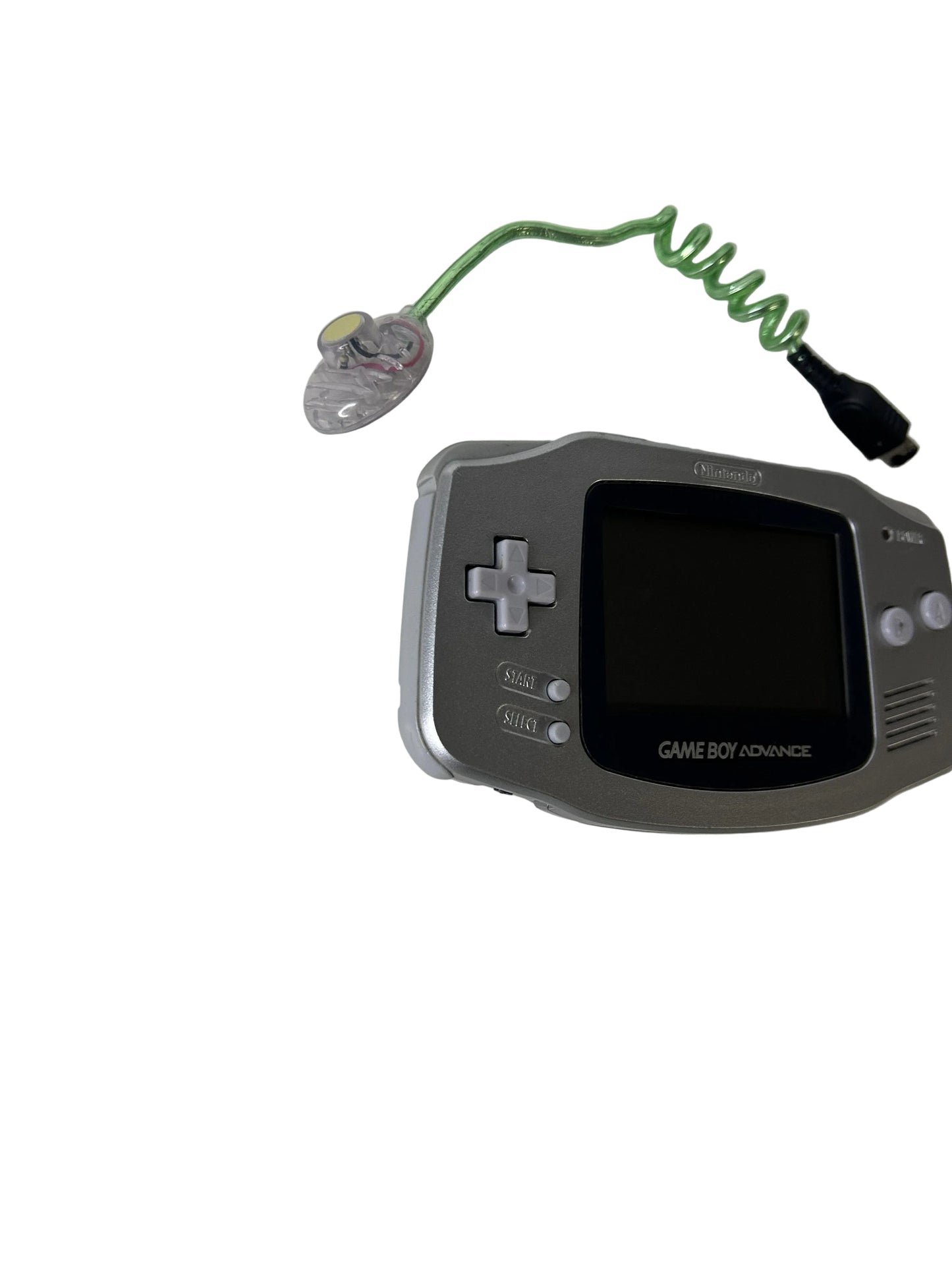 Nintendo Game Boy Advance – Platinum Silver w/ Worm Light / Nintendo / 2001 Handheld Console