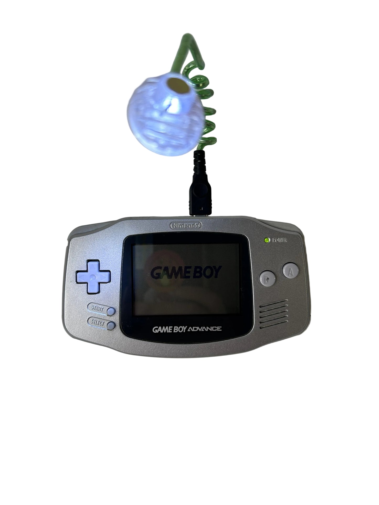 Nintendo Game Boy Advance – Platinum Silver w/ Worm Light / Nintendo / 2001 Handheld Console
