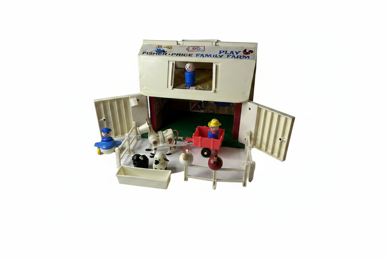 Fisher-Price Play Family Farm #915 – Little People Barn Playset w/ Figures & Animals, 1967 Vintage