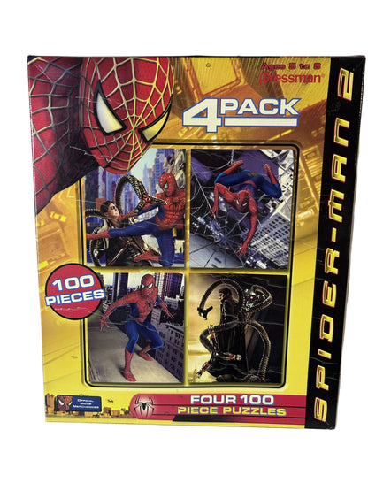 Spider-Man 2 Four 100-Piece Puzzle 4-Pack – Pressman #4812, 2004 Official Movie Merchandise