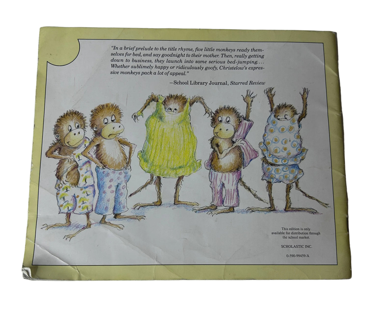 Five Little Monkeys Jumping on the Bed – Eileen Christelow | Scholastic 1989 Vintage Children's Paperback