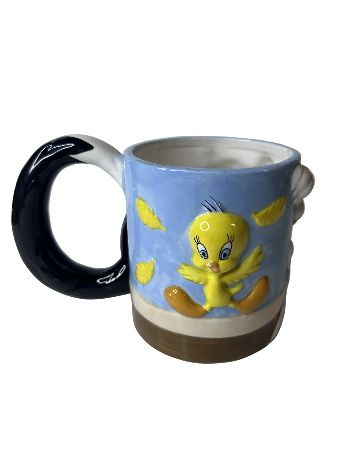 Sylvester & Tweety 3D Relief Ceramic Mug – Warner Bros. Looney Tunes 1995 Vintage Collectible
