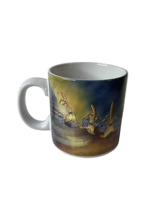 Disney Fantasia 50th Anniversary Ceramic Mug – Sorcerer's Apprentice Wraparound Scene | Made in Japan circa 1990 Vintage
