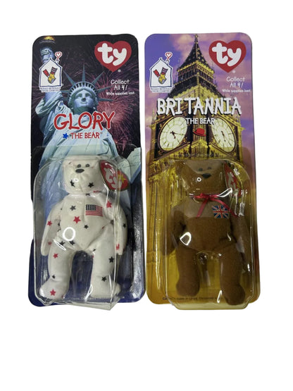 Ty Beanie Babies Glory & Britannia the Bear Set – 1998/1999 McDonald's Exclusive, New, Sealed