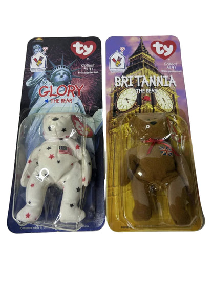 Ty Beanie Babies Glory & Britannia the Bear Set – 1998/1999 McDonald's Exclusive, New, Sealed