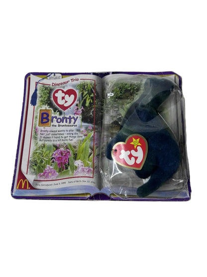Ty Teenie Beanie Babies Bronty the Brontosaurus + 1999 Beanie Babies Official Calendar – McDonald's Exclusive Bundle