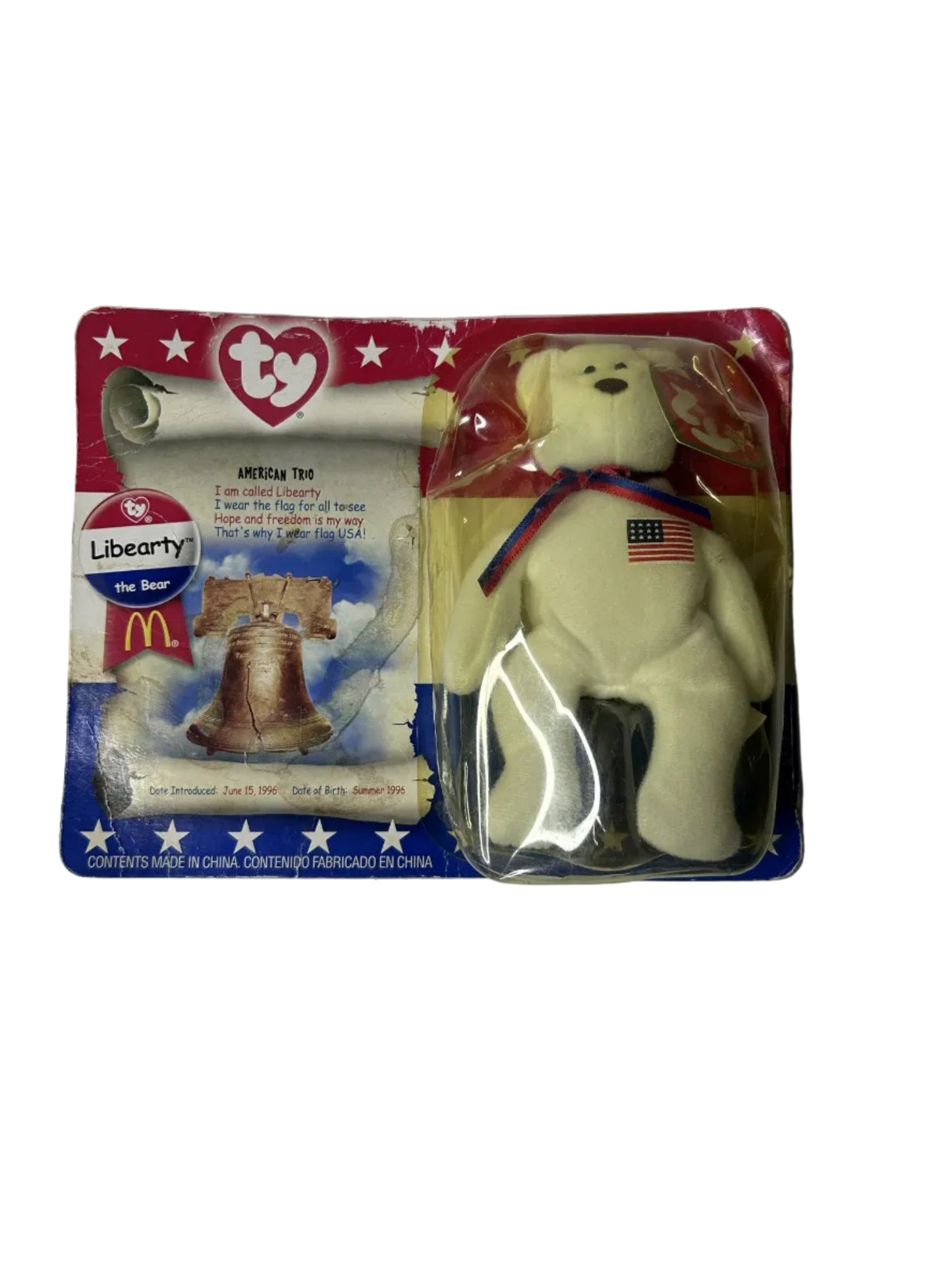 Ty Teenie Beanie Babies Libearty & Lefty 2000 McDonald's American Trio Set – New, Sealed