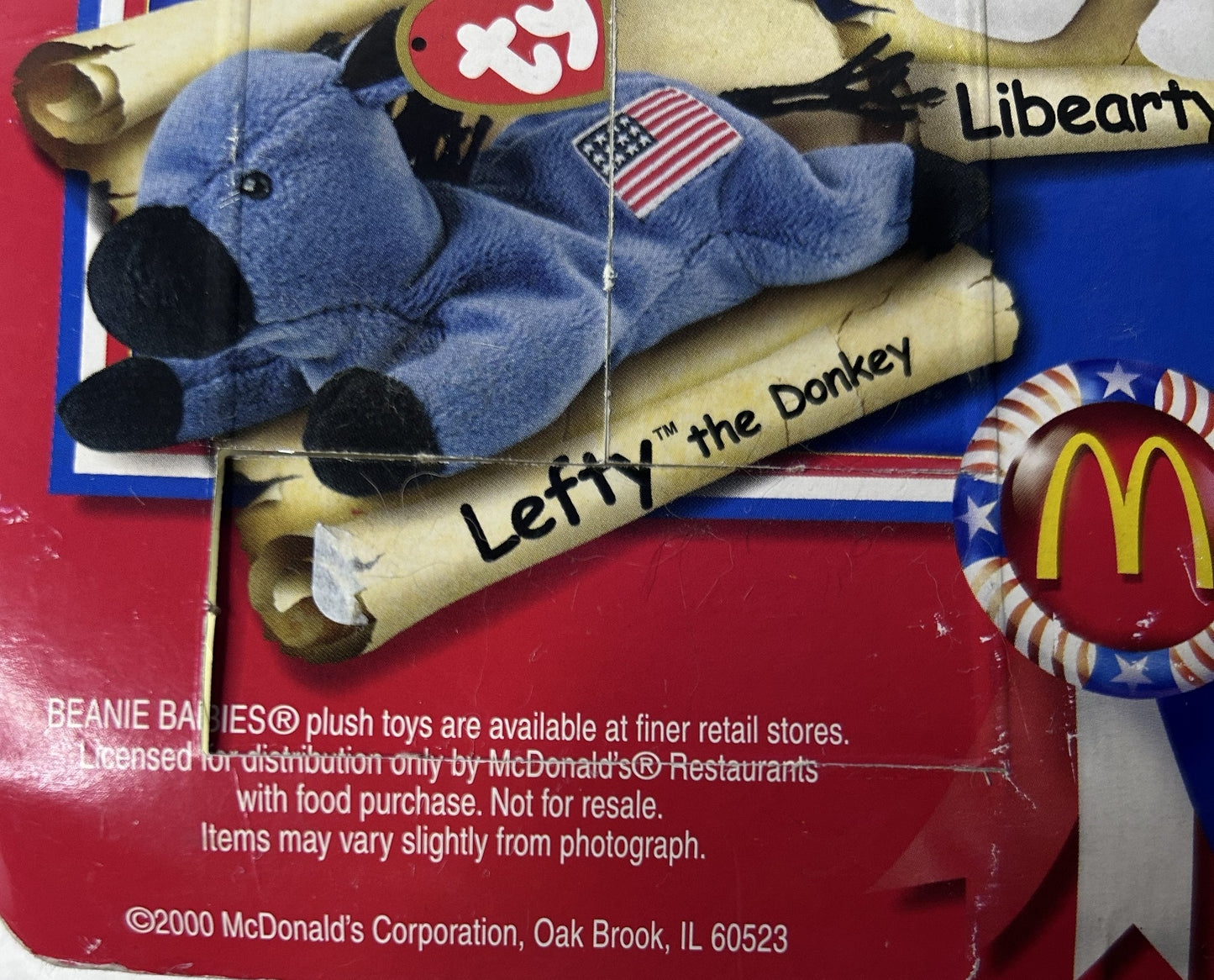 Ty Teenie Beanie Babies Libearty & Lefty 2000 McDonald's American Trio Set – New, Sealed