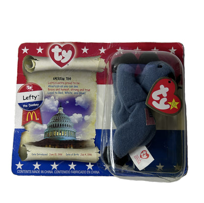 Ty Teenie Beanie Babies Libearty & Lefty 2000 McDonald's American Trio Set – New, Sealed
