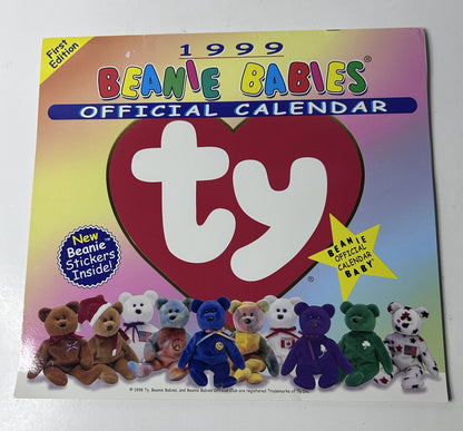 Ty Teenie Beanie Babies Bronty the Brontosaurus + 1999 Beanie Babies Official Calendar – McDonald's Exclusive Bundle