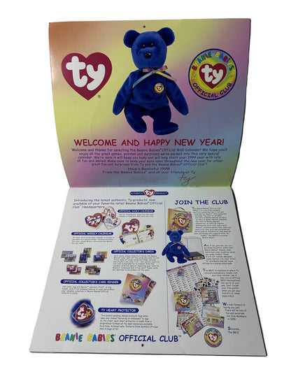 Ty Teenie Beanie Babies Bronty the Brontosaurus + 1999 Beanie Babies Official Calendar – McDonald's Exclusive Bundle