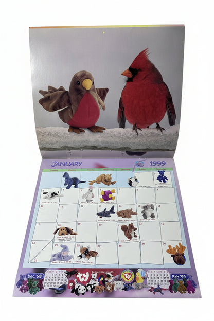 Ty Teenie Beanie Babies Bronty the Brontosaurus + 1999 Beanie Babies Official Calendar – McDonald's Exclusive Bundle