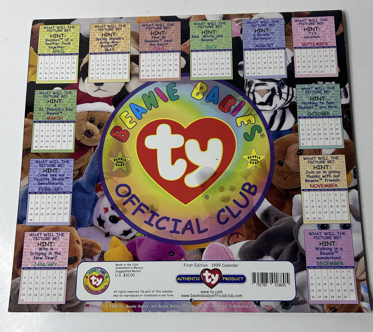 Ty Teenie Beanie Babies Bronty the Brontosaurus + 1999 Beanie Babies Official Calendar – McDonald's Exclusive Bundle