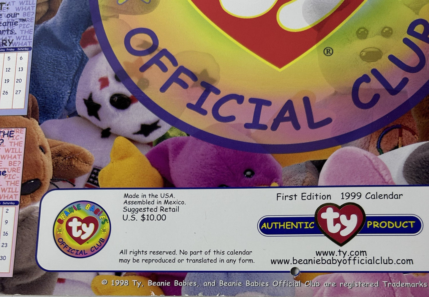 Ty Teenie Beanie Babies Bronty the Brontosaurus + 1999 Beanie Babies Official Calendar – McDonald's Exclusive Bundle