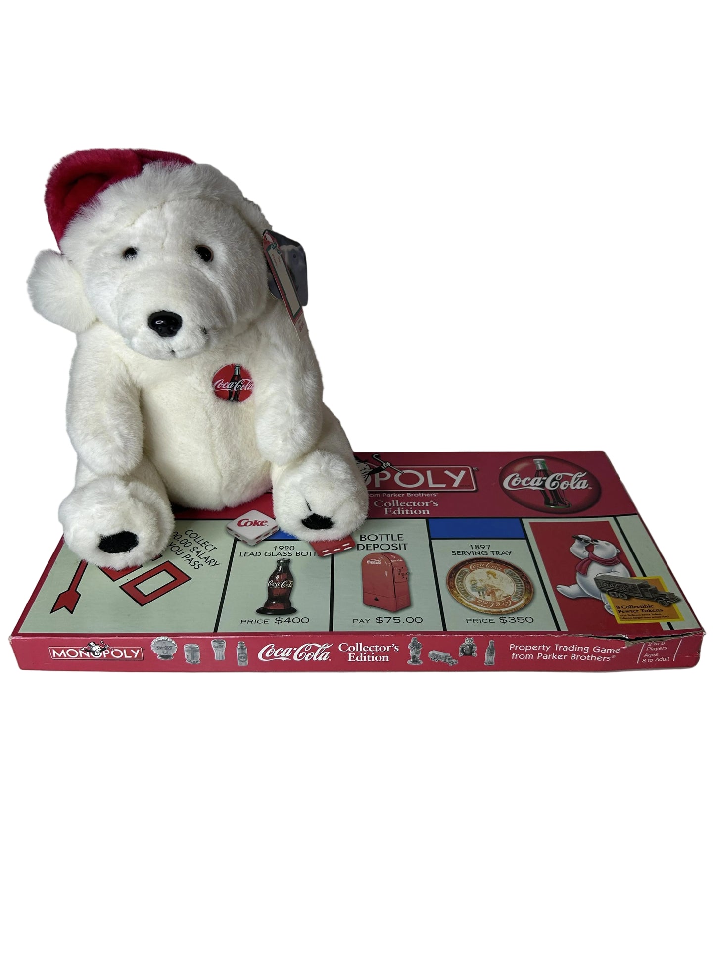 Vintage Coca-Cola Collector's Set – Polar Bear Plush (1994) & Monopoly Coca-Cola Edition (1999)