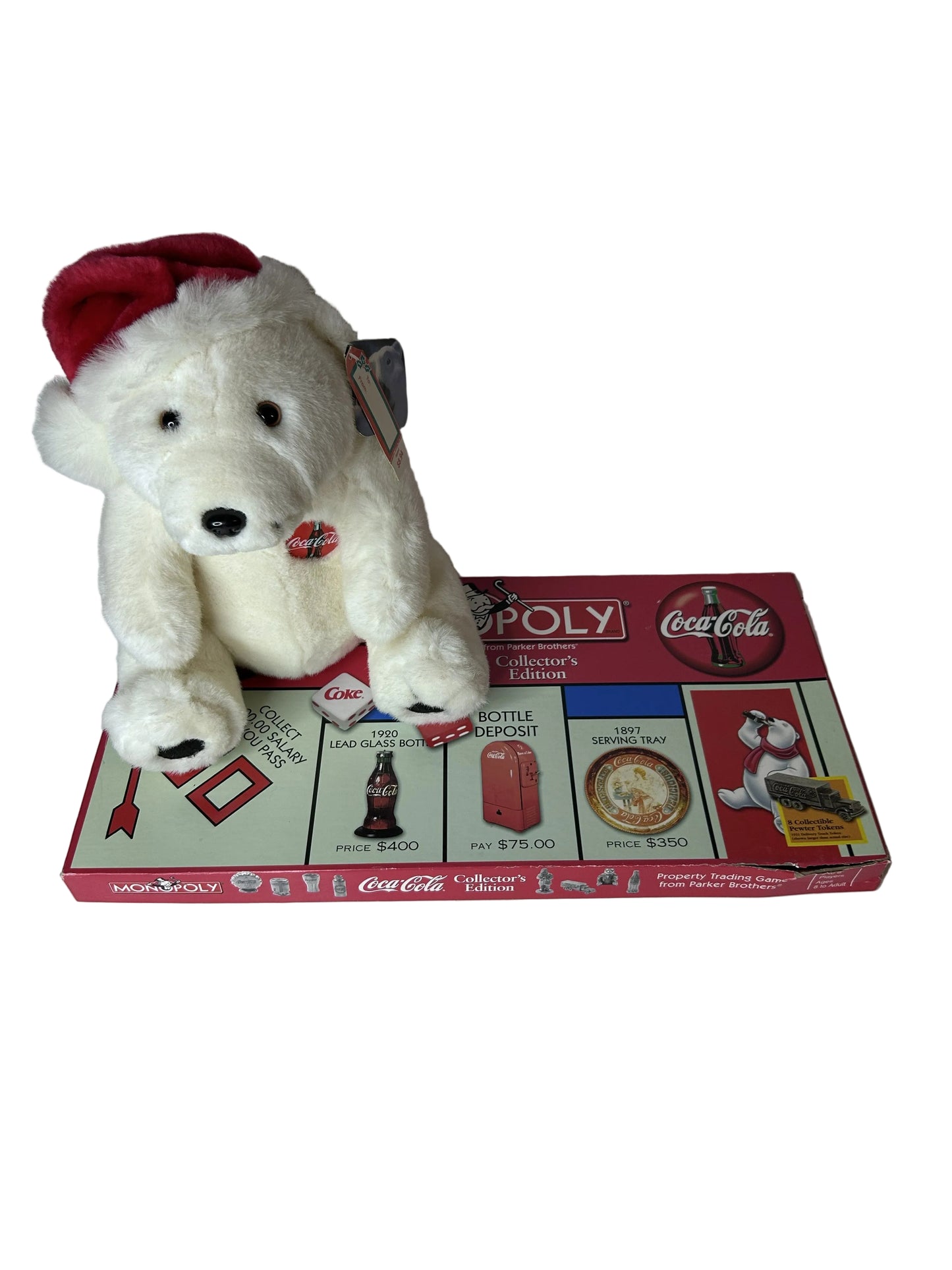 Coca-Cola Polar Bear Plush Stuffed Figure – Cavanagh Group International 1994 Christmas Santa Hat Licensed