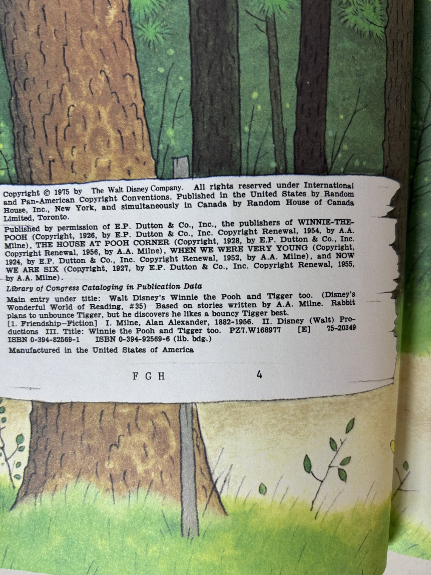 Walt Disney's Winnie the Pooh and Tigger Too – Wonderful World of Reading #35 Library Binding Hardcover | Random House 1975