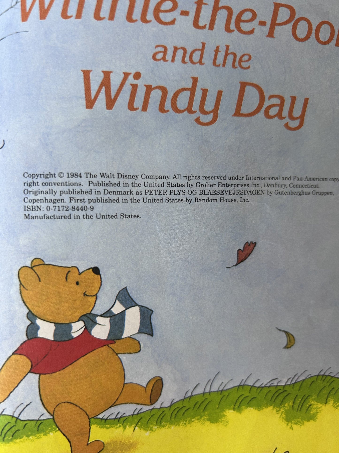 Walt Disney's Winnie-the-Pooh and the Windy Day – Grolier Enterprises Hardcover | Disney Wonderful World of Reading 1984