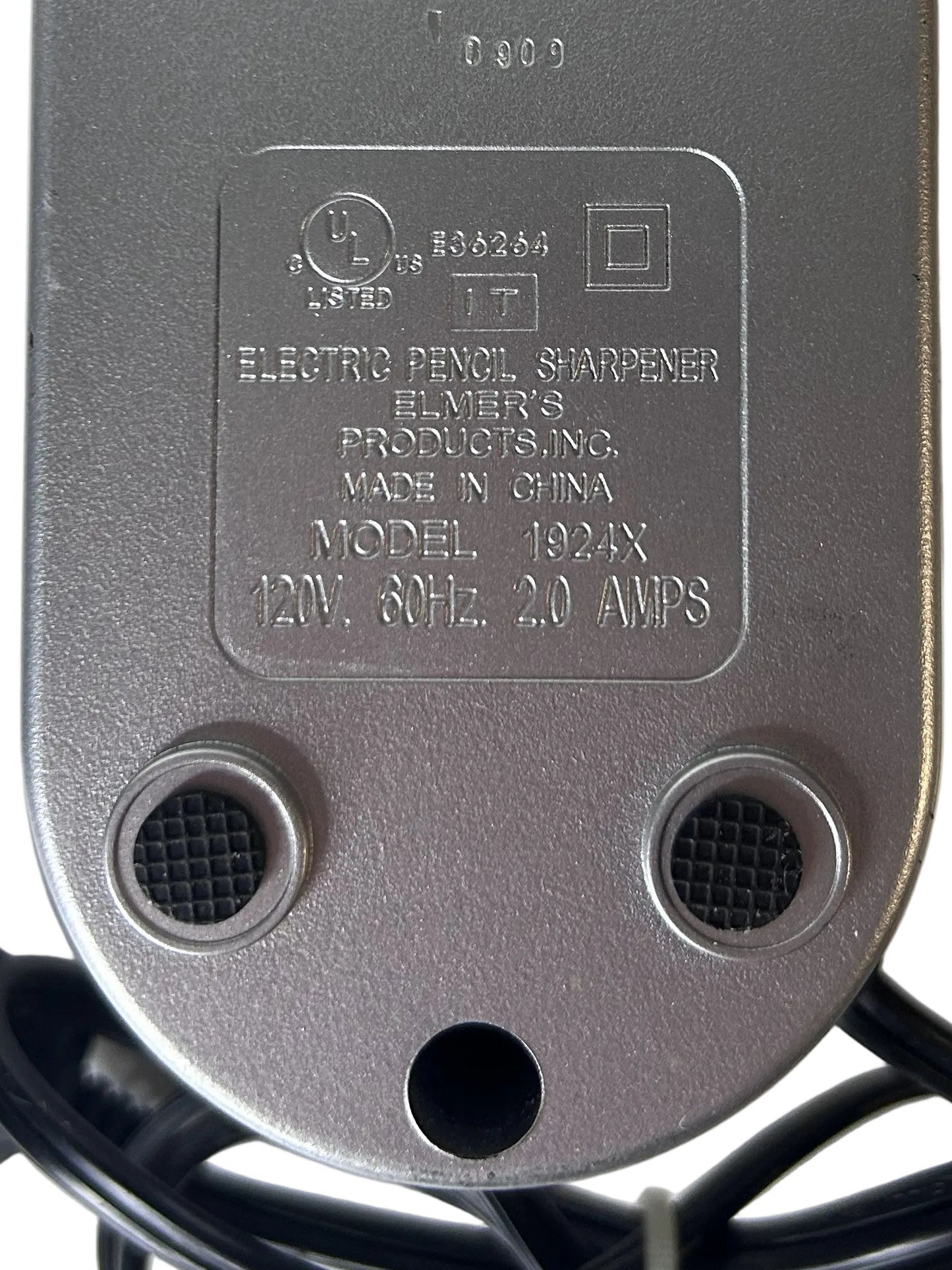 X-ACTO Electric Pencil Sharpener Model 1924X — Elmer's Products, Inc. (2009), 120V, UL Listed, Made in China