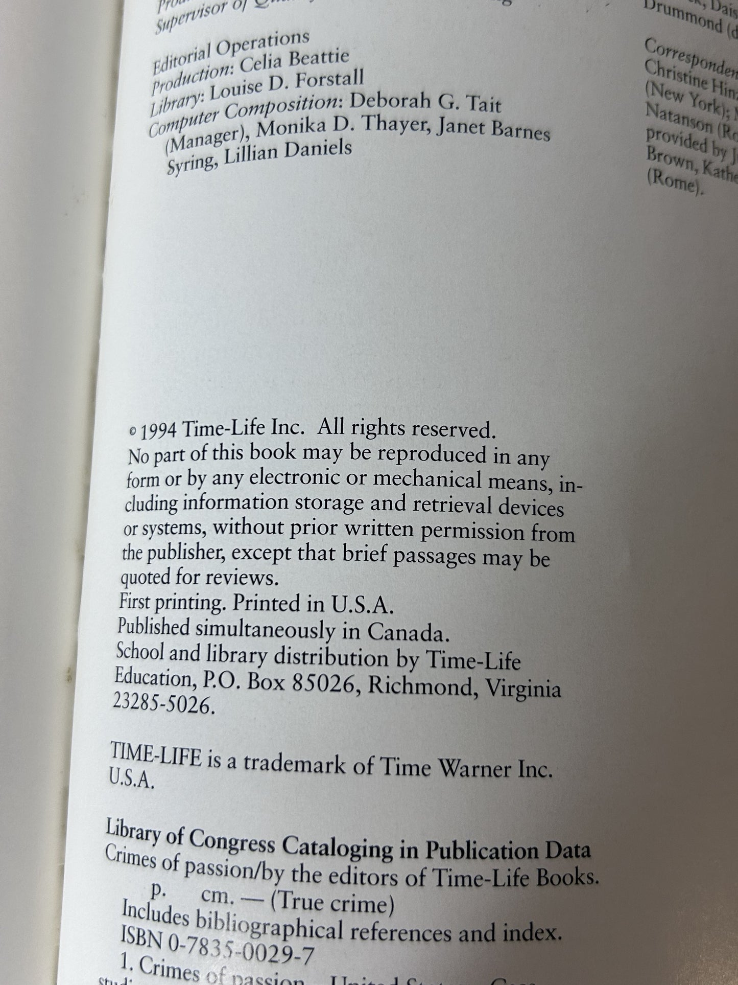 True Crime 2-Book Lot: Crimes of Passion & Compulsion to Kill — The Editors of Time-Life Books (1994), First Printings