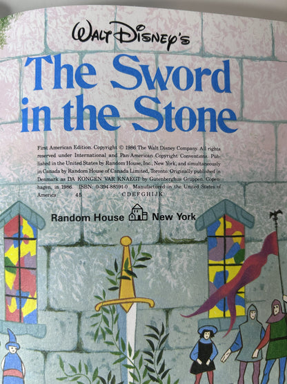 Walt Disney's The Sword in the Stone — Random House First American Edition (1986), Hardcover