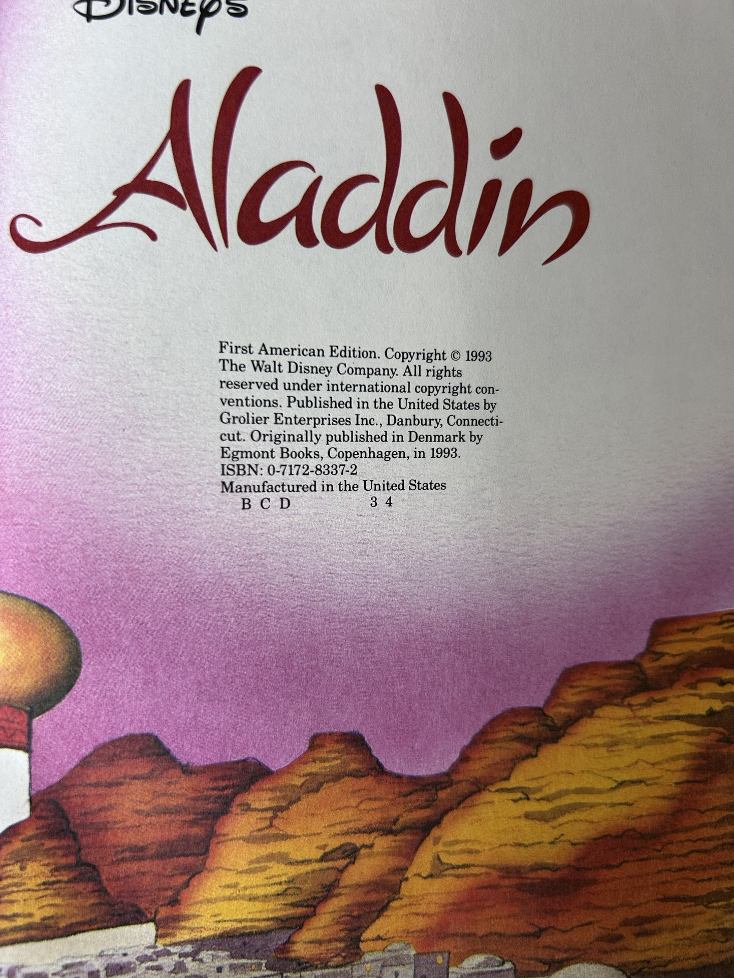 Disney's Aladdin — Grolier Enterprises First American Edition (1993), Hardcover