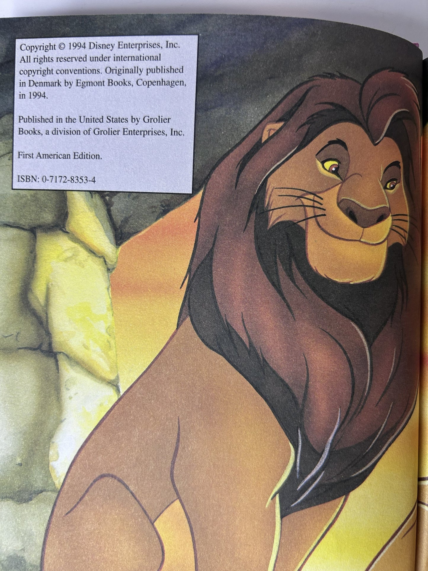Disney's The Lion King — Grolier Books / Grolier Enterprises (1994), First American Edition, Disney's Wonderful World of Reading